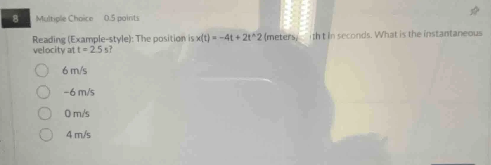 8 multiple choice 0.5 points reading (example-style): the position is $…