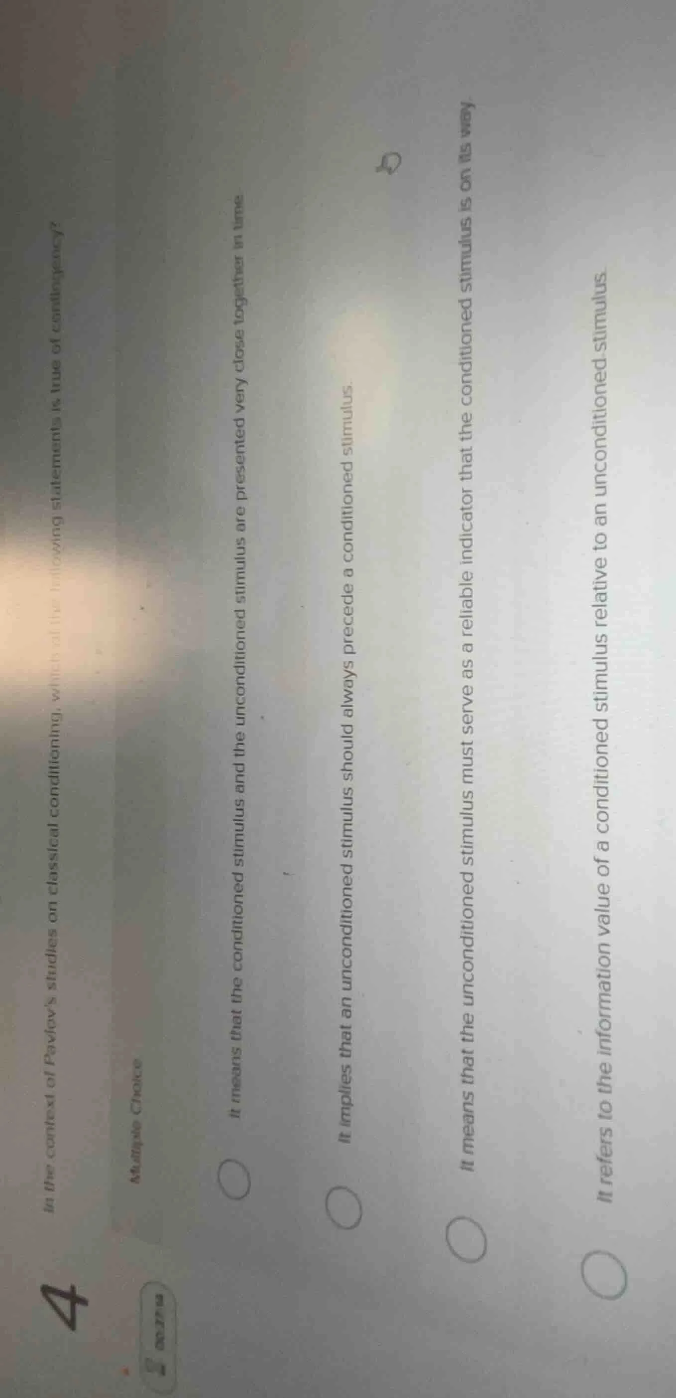 4 in the context of pavlovs studies on classical conditioning, which of…