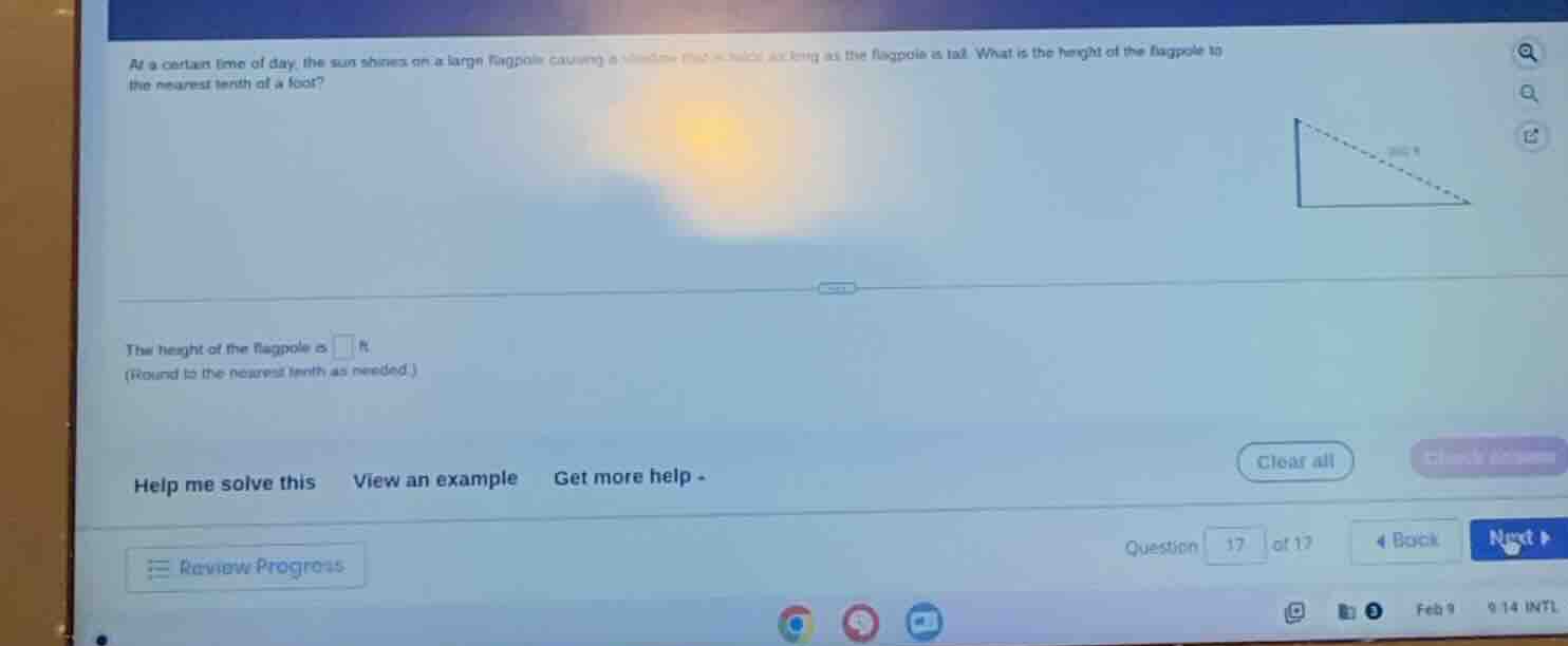 at a certain time of day, the sun shines on a large flagpole causing a …