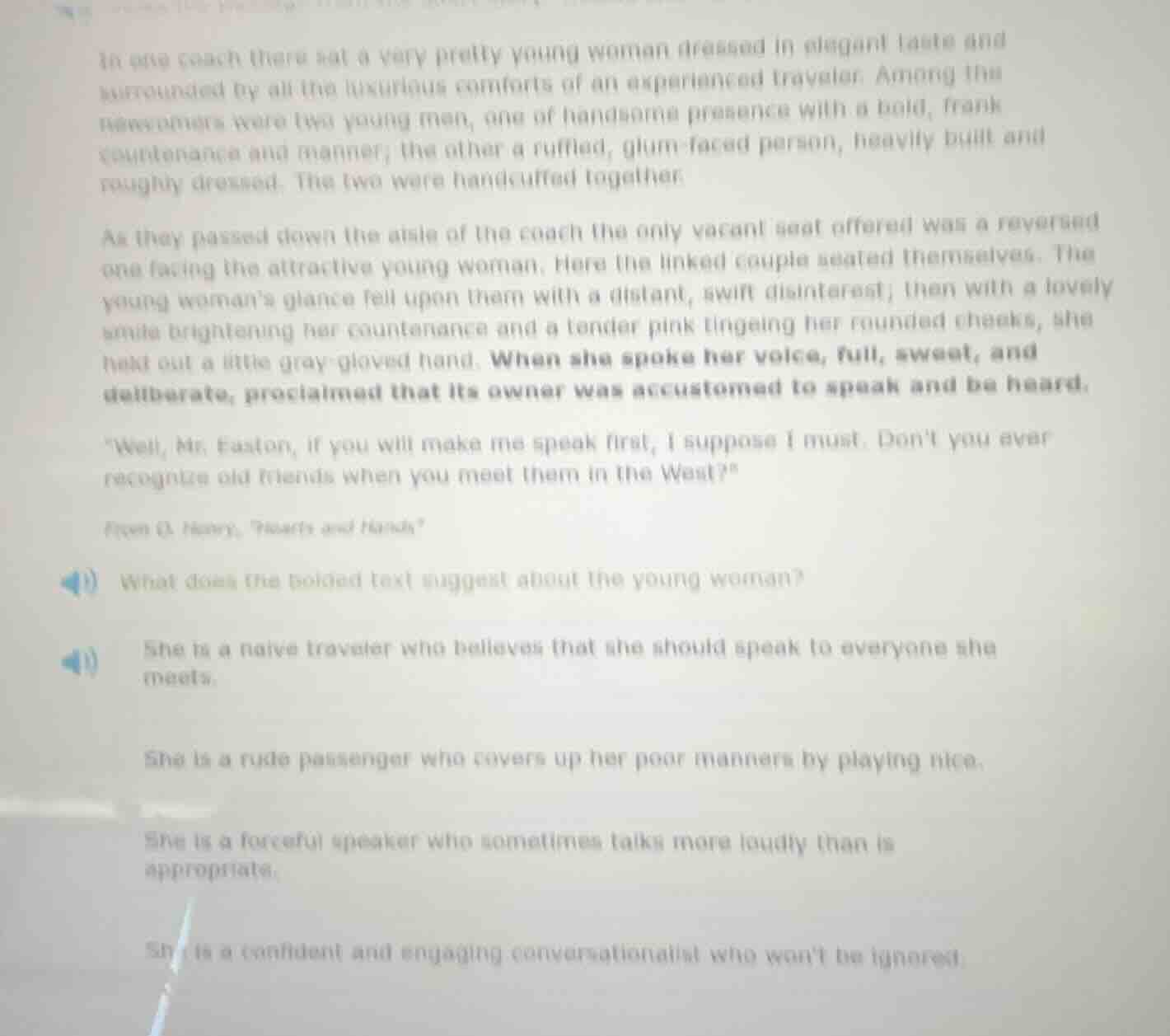 in one coach there sat a very pretty young woman dressed in elegant tas…