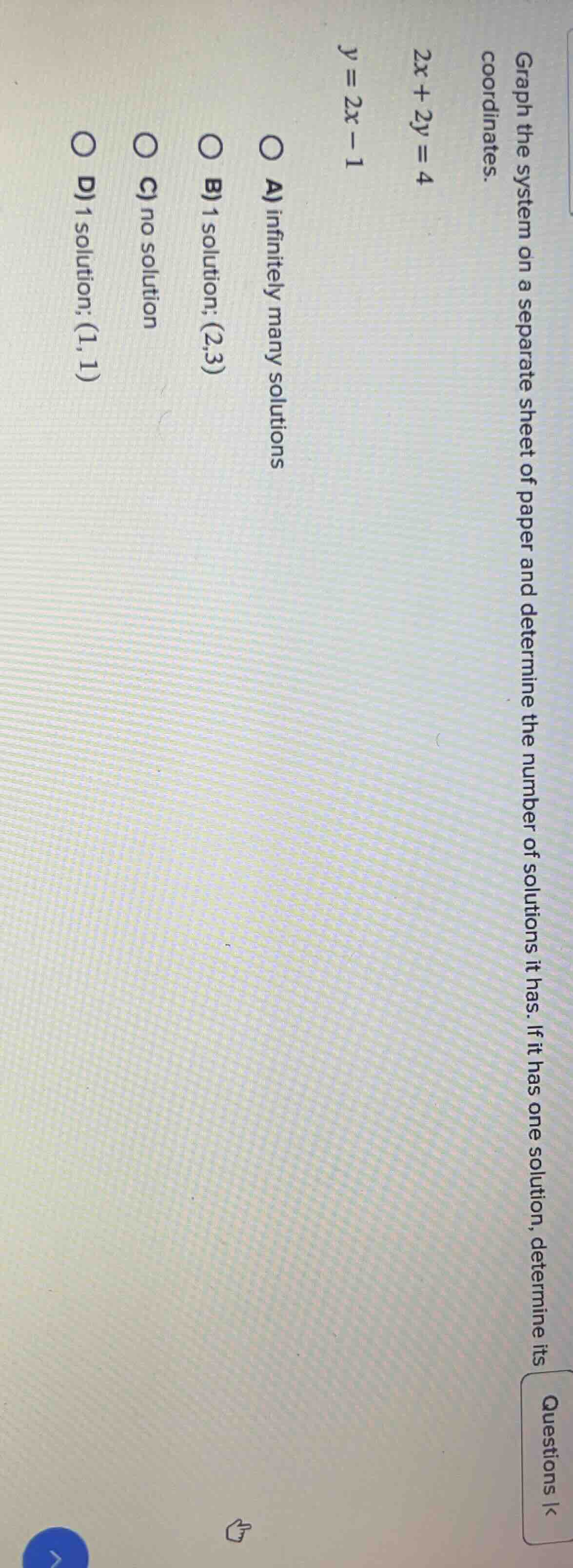 graph the system on a separate sheet of paper and determine the number …