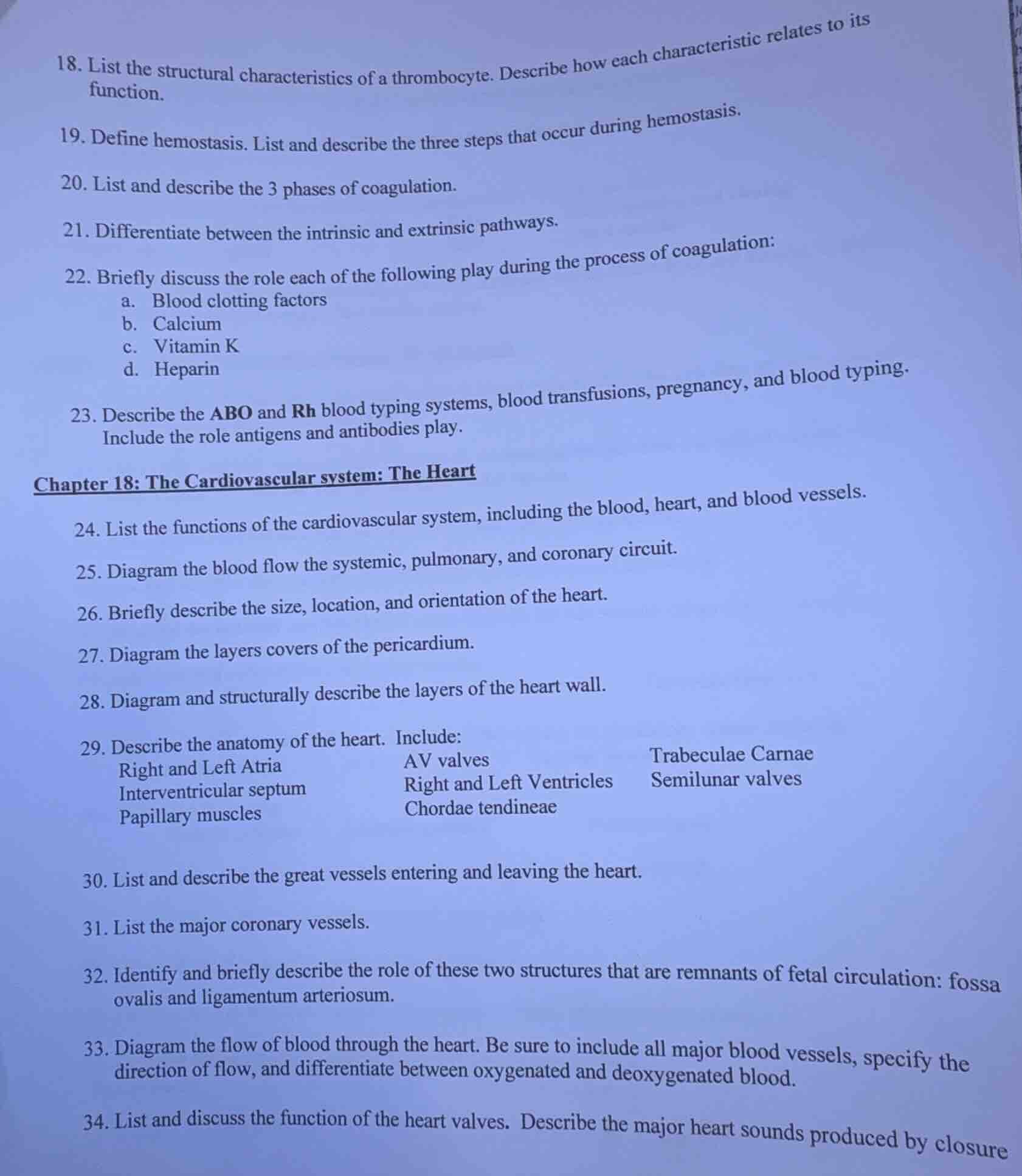 18. list the structural characteristics of a thrombocyte. describe how …