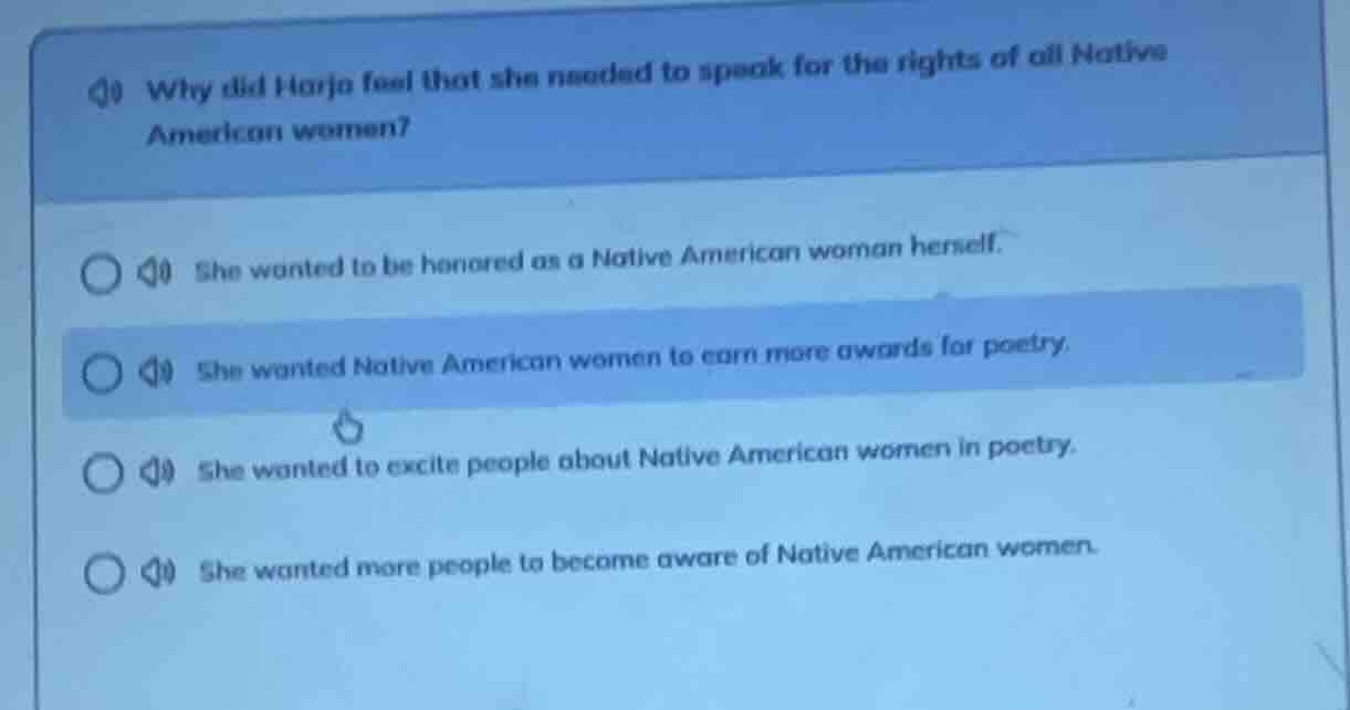 why did harjo feel that she needed to speak for the rights of all nativ…