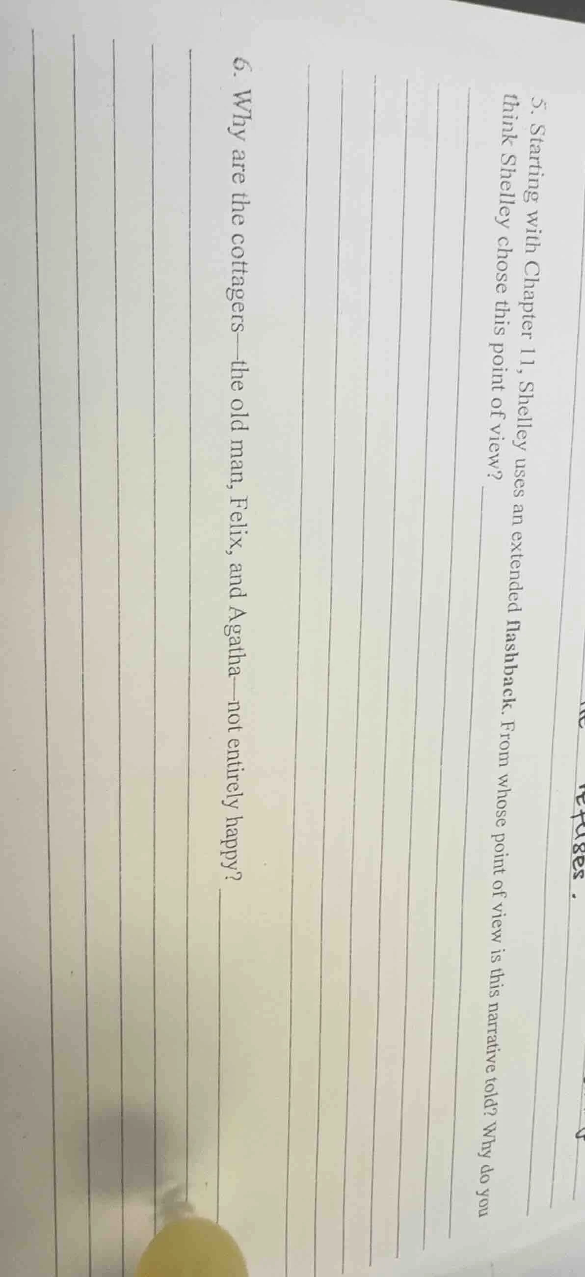 5. starting with chapter 11, shelley uses an extended flashback. from w…