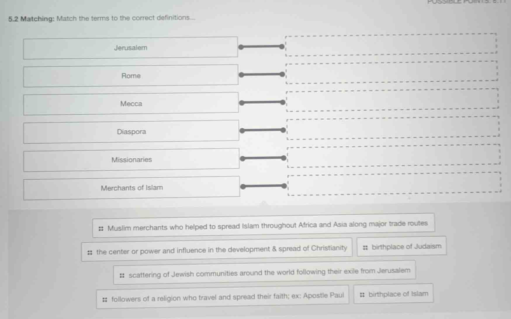 5.2 matching: match the terms to the correct definitions... jerusalem r…