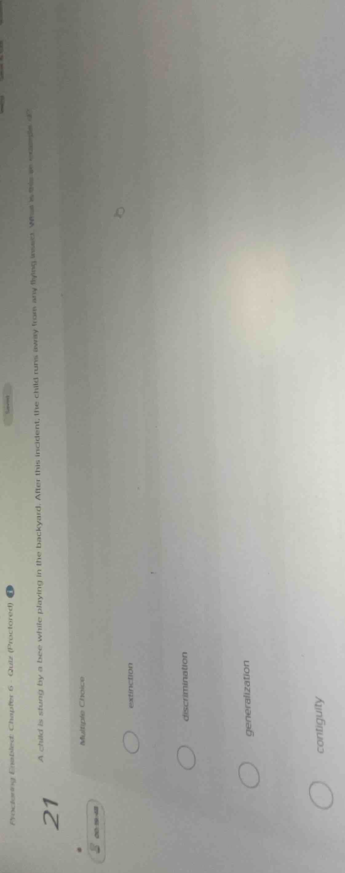 proctoring enabled: chapter 6 - quiz (proctored) 21 a child is stung by…