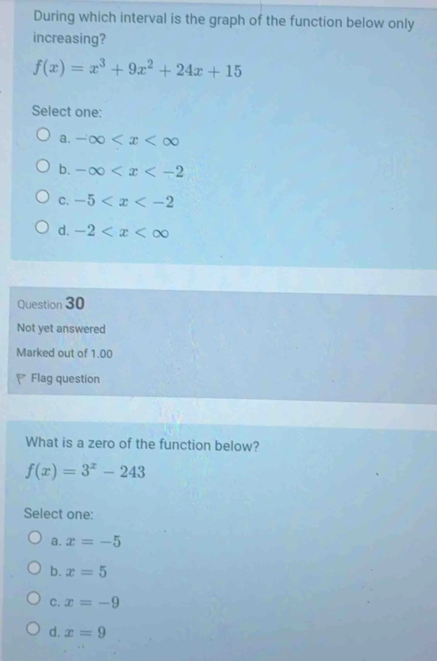 during which interval is the graph of the function below only increasin…
