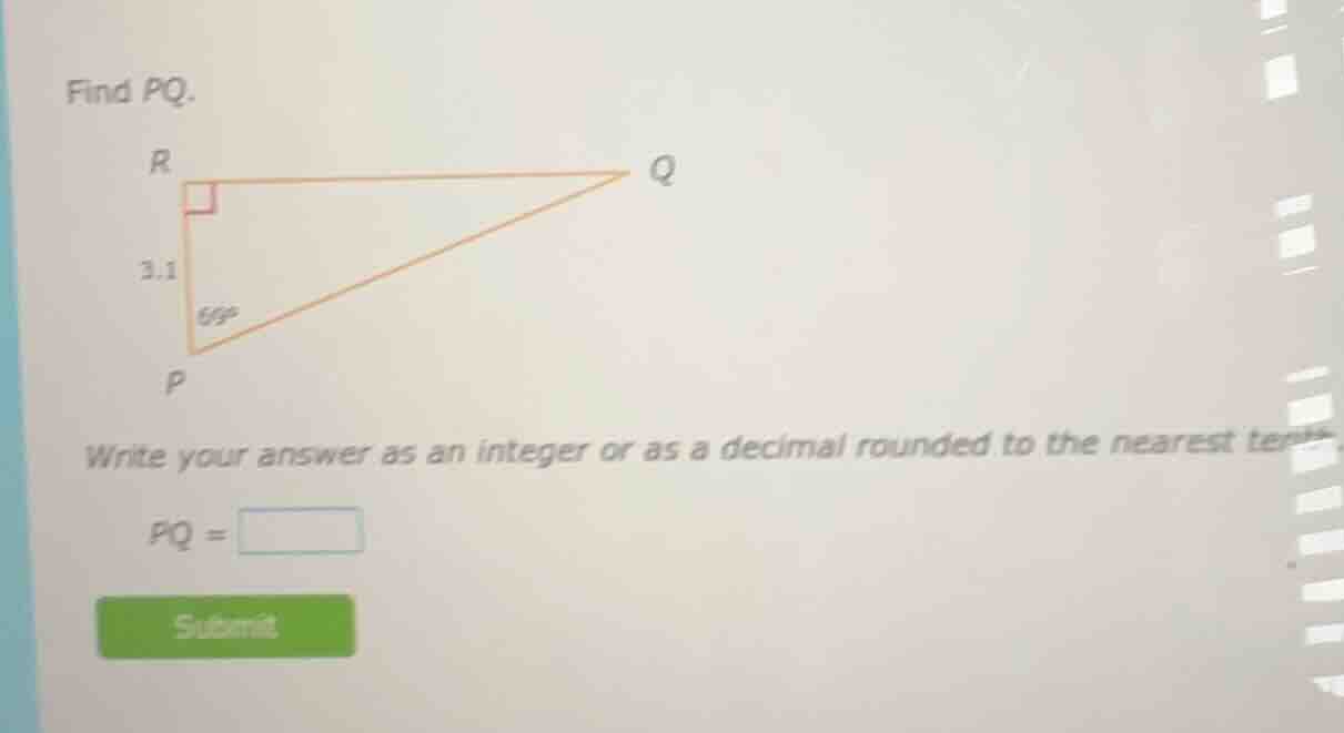 find pq. 3.1 write your answer as an integer or as a decimal rounded to…