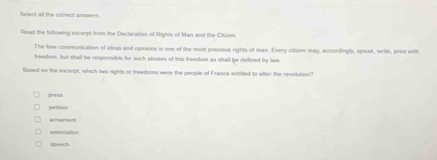 select all the correct answers. read the following excerpt from the dec…