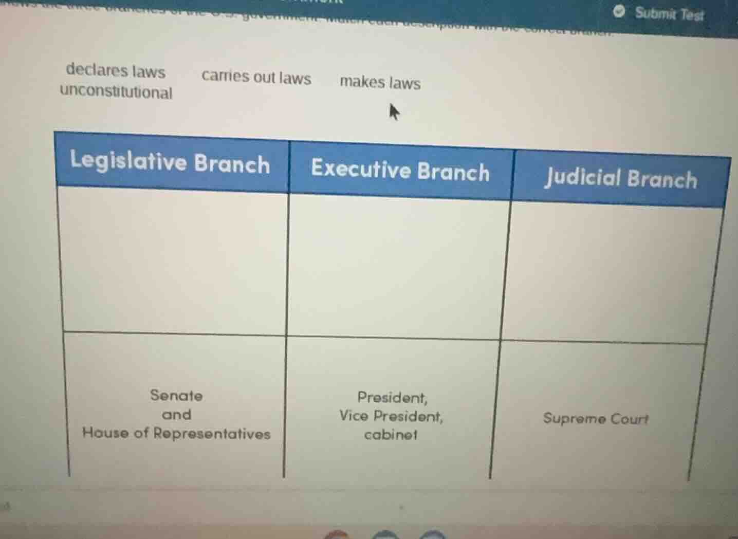 declares laws unconstitutional carries out laws makes laws legislative …