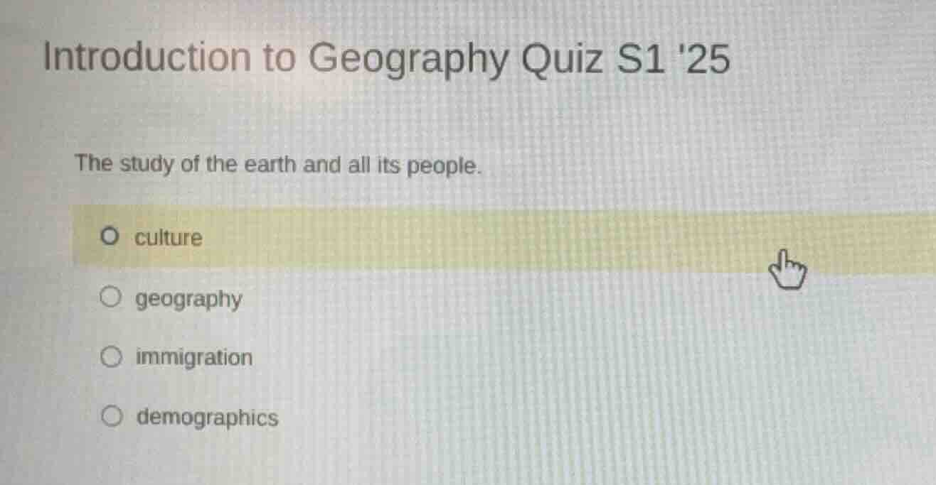 introduction to geography quiz s1 25 the study of the earth and all its…