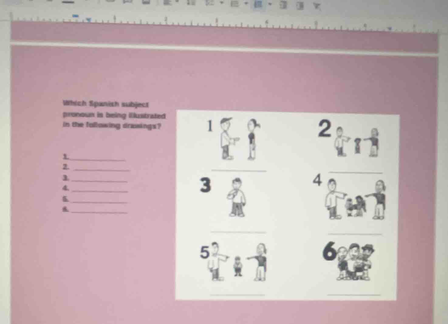 which spanish subject pronoun is being illustrated in the following dra…