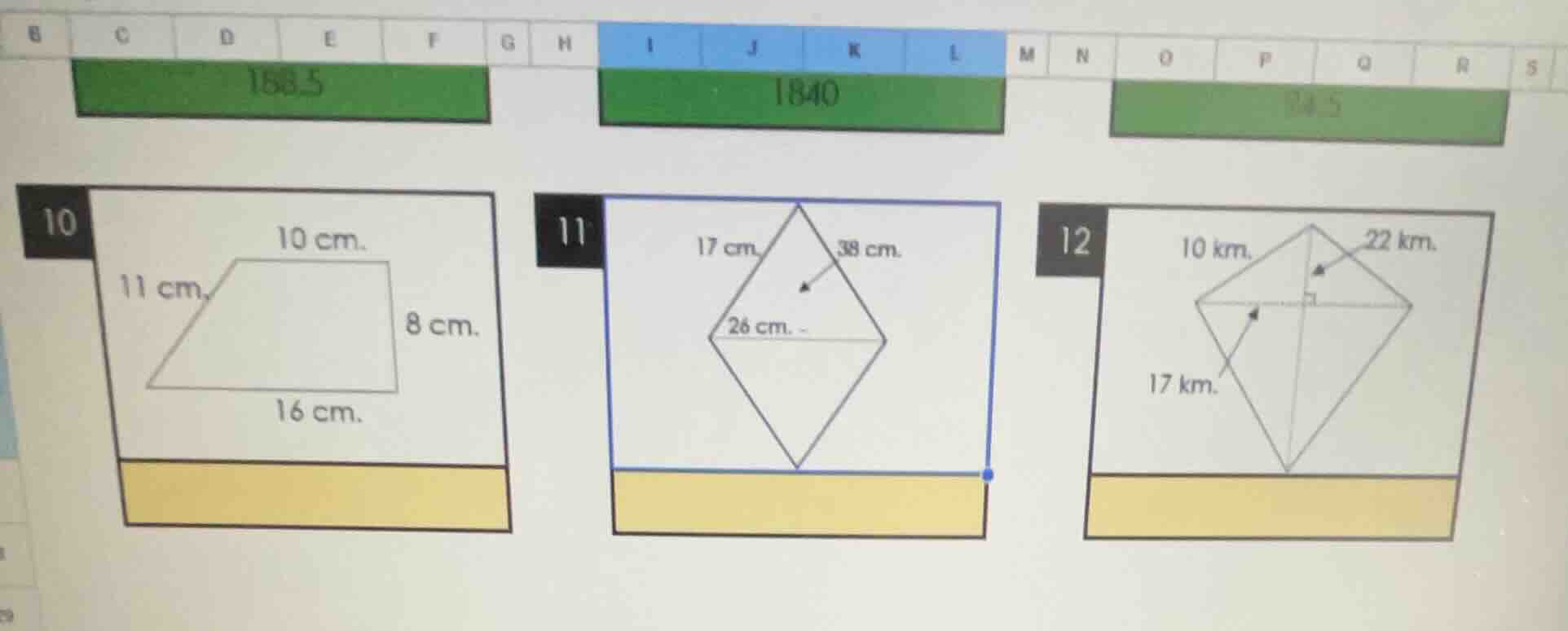 10 11 cm. 10 cm. 8 cm. 16 cm. 11 17 cm. 38 cm. 26 cm. 12 10 km. 22 km. …