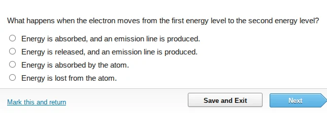what happens when the electron moves from the first energy level to the…