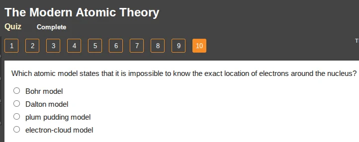 the modern atomic theory quiz complete 1 2 3 4 5 6 7 8 9 10 which atomi…