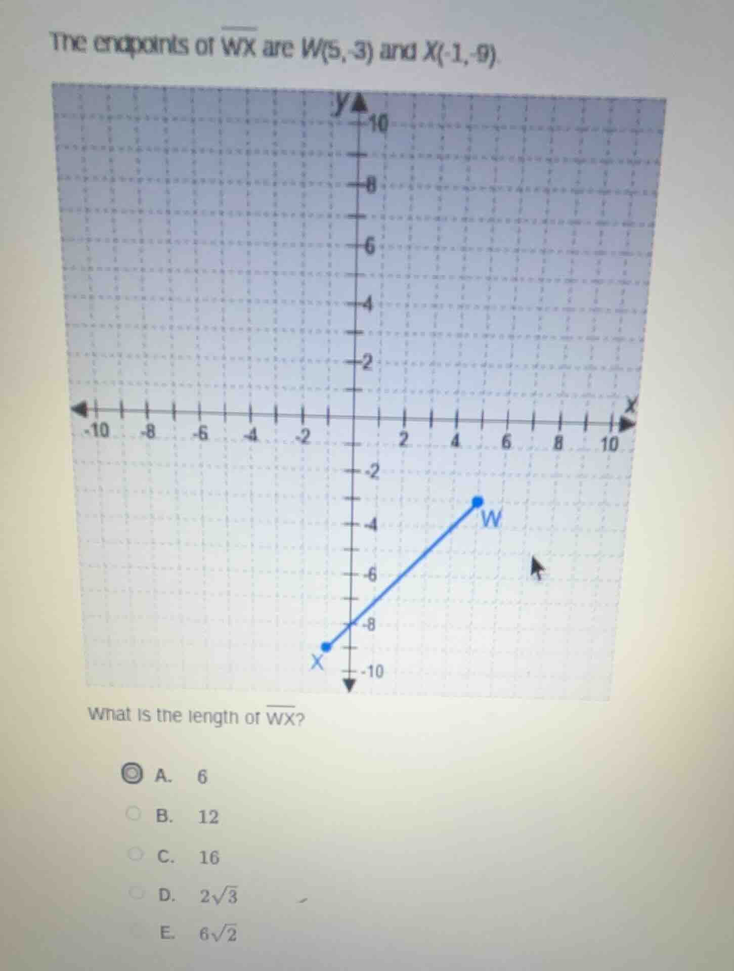 the endpoints of $overline{wx}$ are $w(5, -3)$ and $x(-1, -9)$. what is…