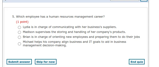 5. which employee has a human resources management career?(1 point)lydi…