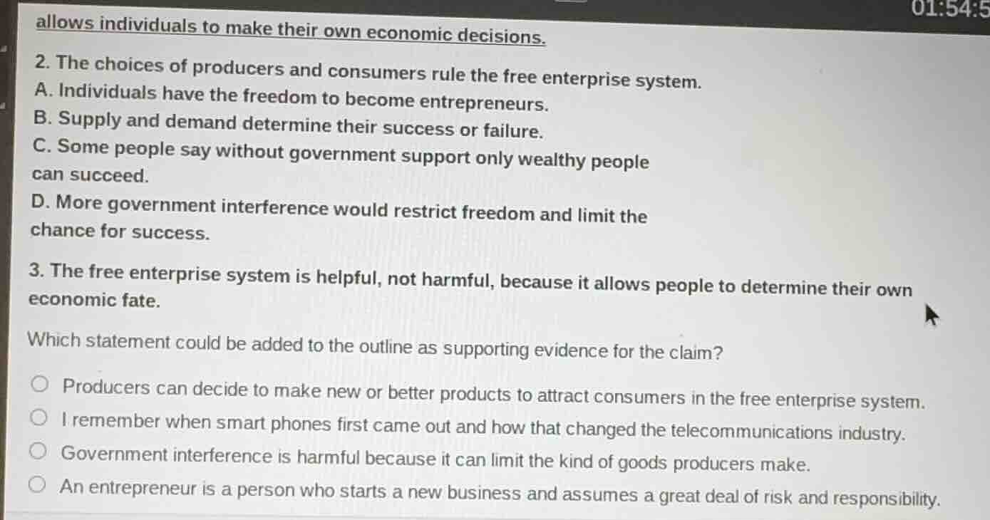 allows individuals to make their own economic decisions. 2. the choices…