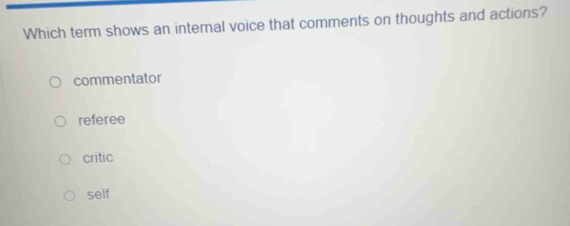which term shows an internal voice that comments on thoughts and action…