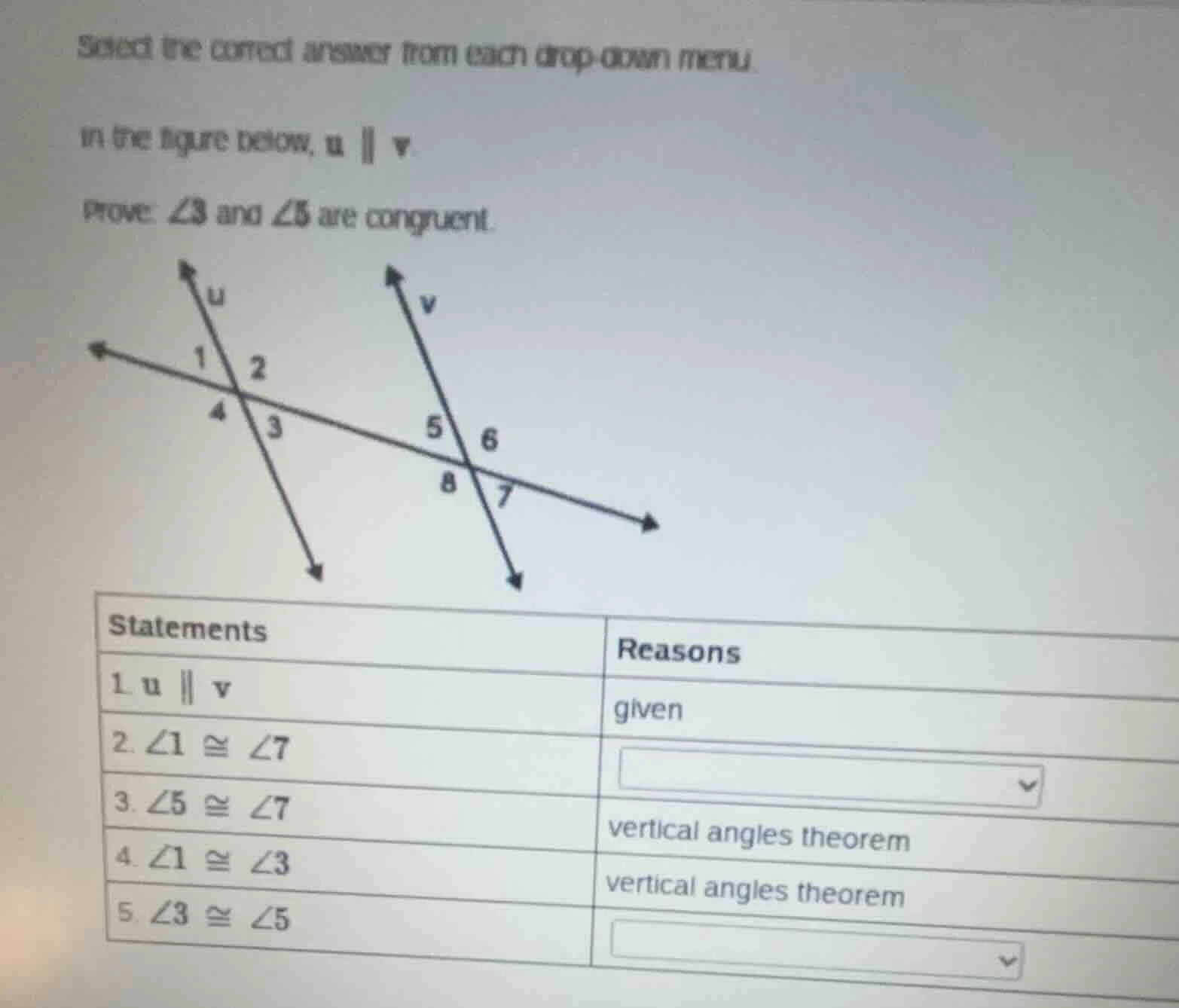 select the correct answer from each drop-down menu. in the figure below…