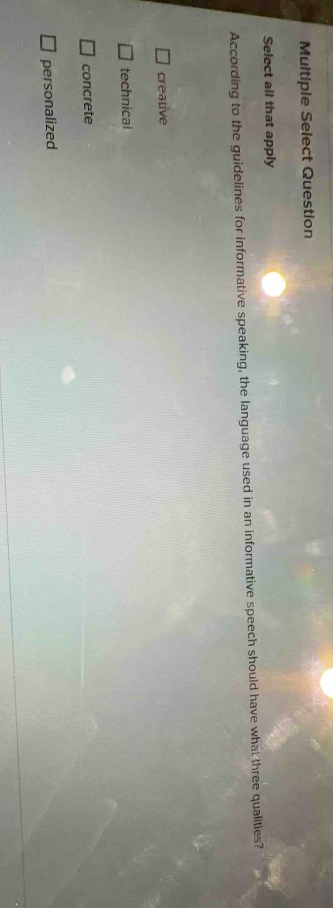 multiple select question select all that apply according to the guideli…