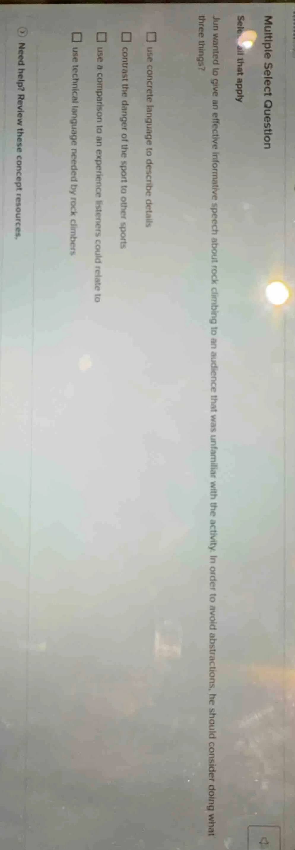 multiple select question select all that apply jun wanted to give an ef…