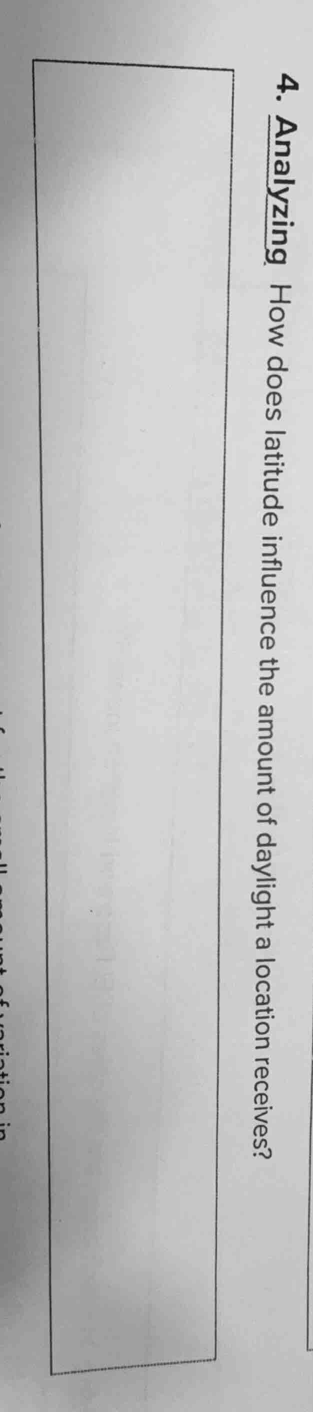 4. analyzing how does latitude influence the amount of daylight a locat…
