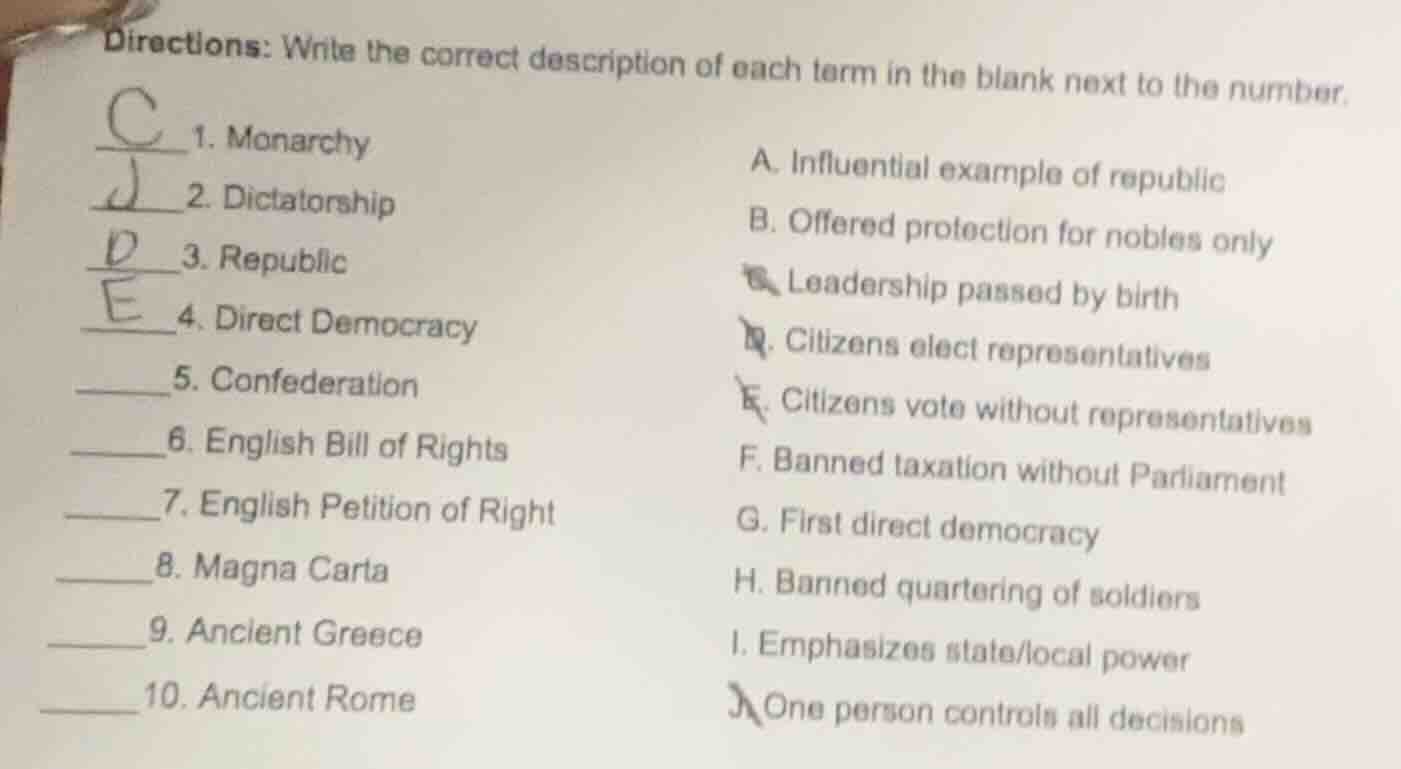 directions: write the correct description of each term in the blank nex…