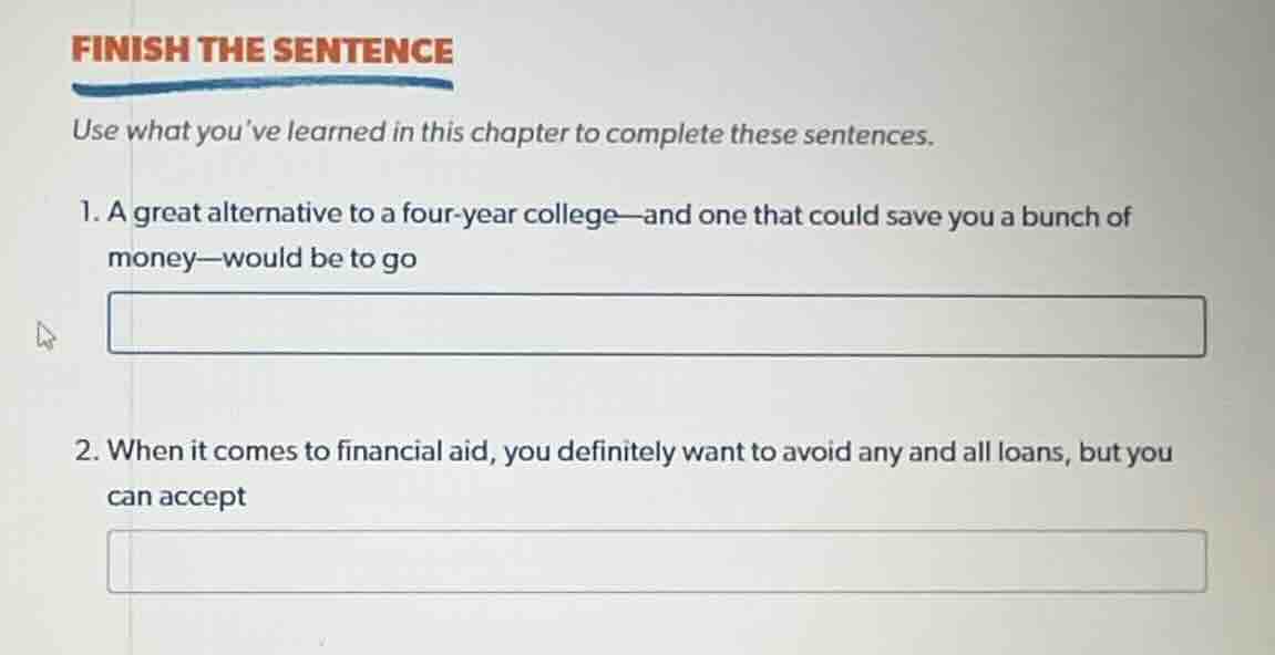 finish the sentence use what youve learned in this chapter to complete …