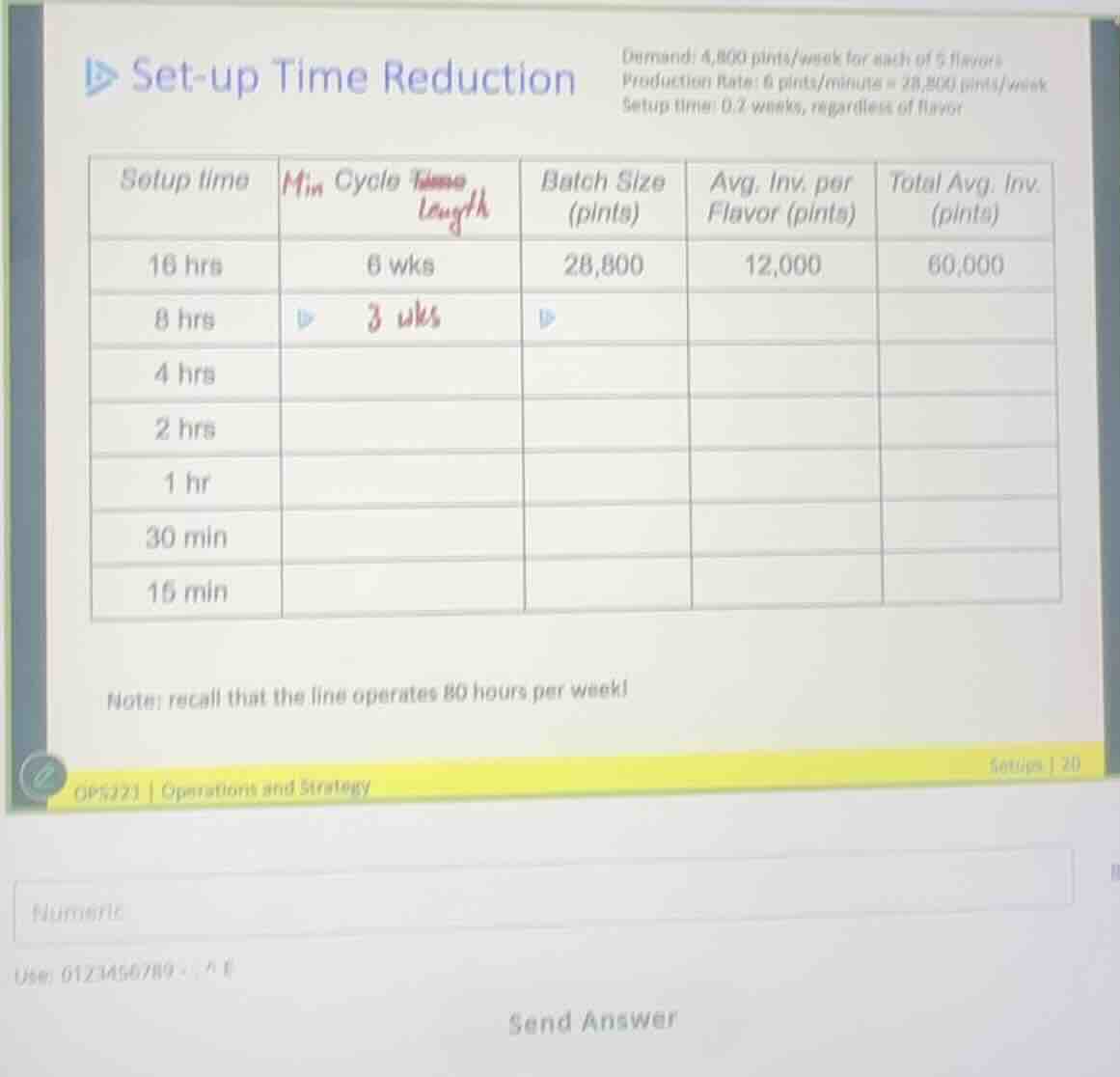 set-up time reduction demand: 4,800 pints/week for each of 5 flavors pr…