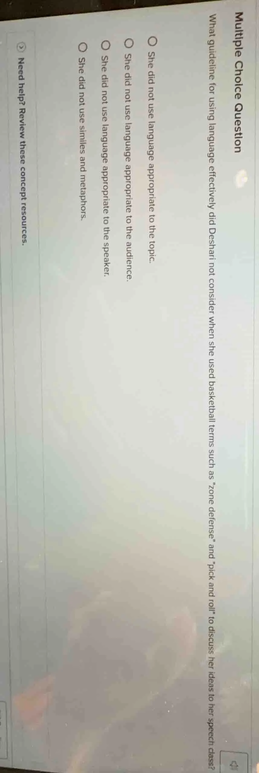 multiple choice question what guideline for using language effectively …