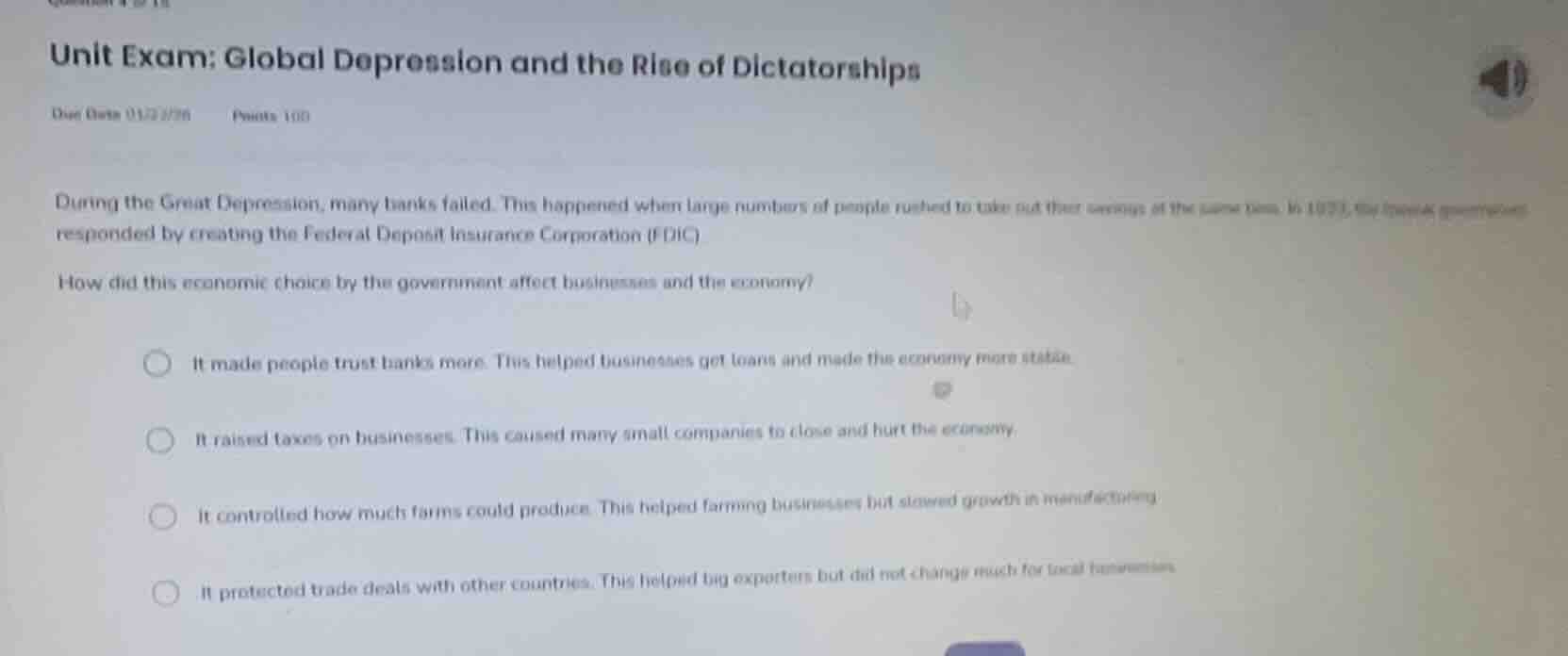 unit exam: global depression and the rise of dictatorships due date 03/…