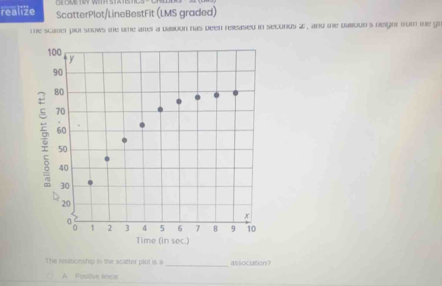 geometry with statisticsscatterplot/linebestfit (lms graded)the scatter…