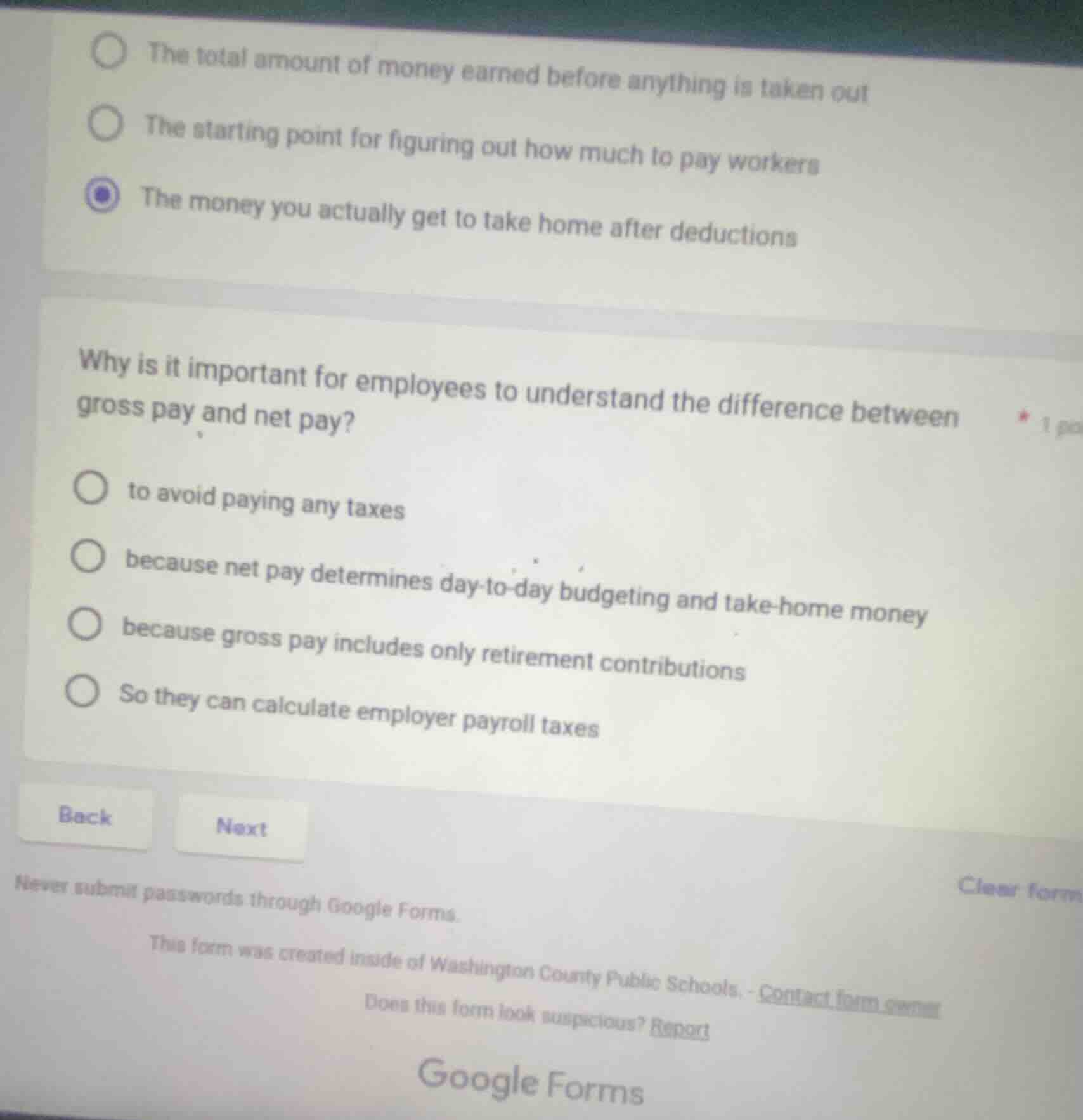 the total amount of money earned before anything is taken out the start…