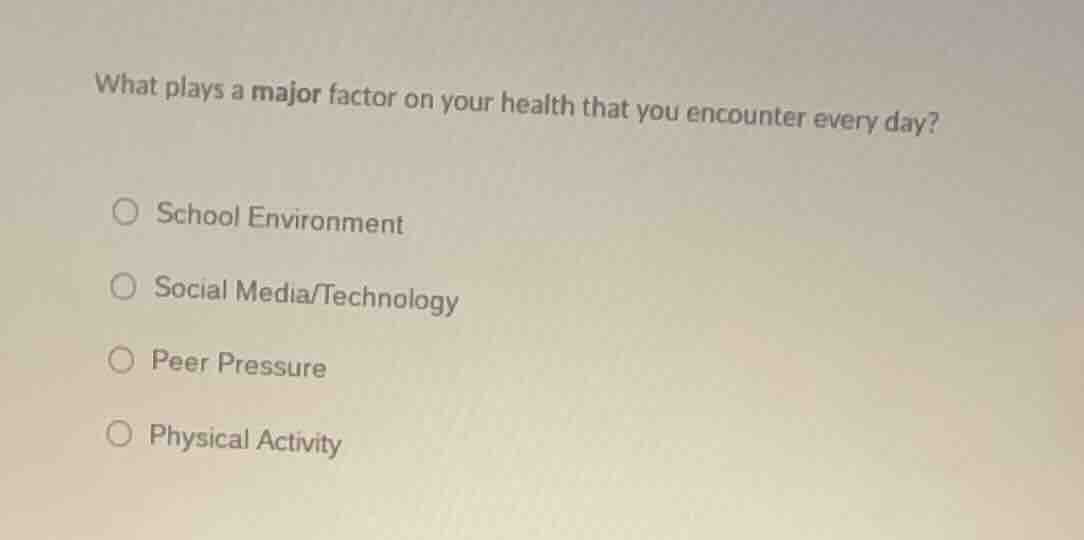 what plays a major factor on your health that you encounter every day? …