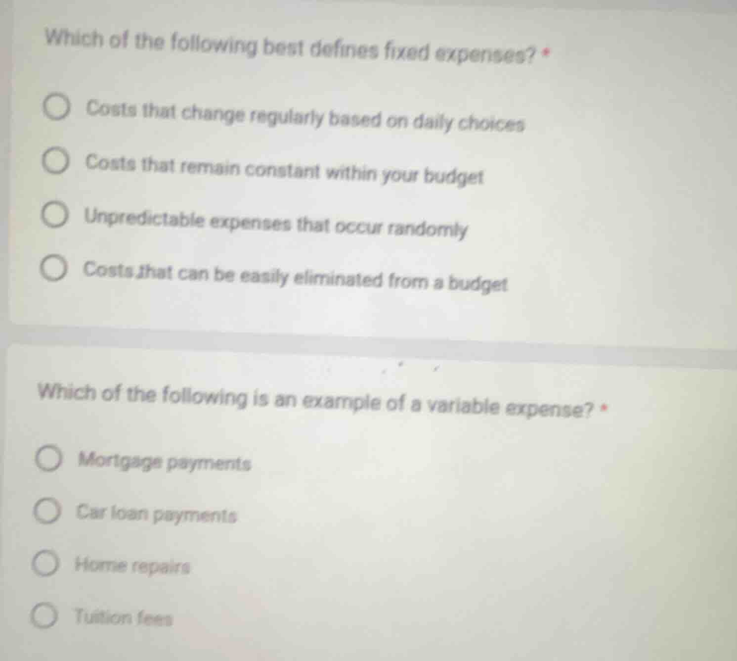 which of the following best defines fixed expenses? *costs that change …