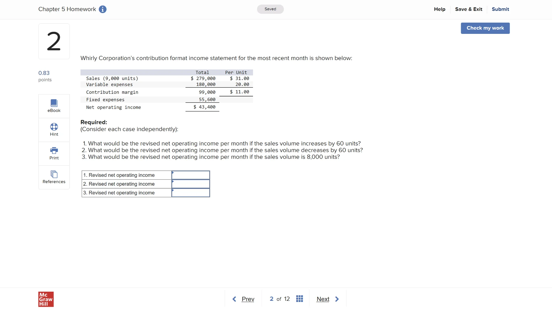 chapter 5 homework saved help save & exit submit check my work 2 0.83 p…
