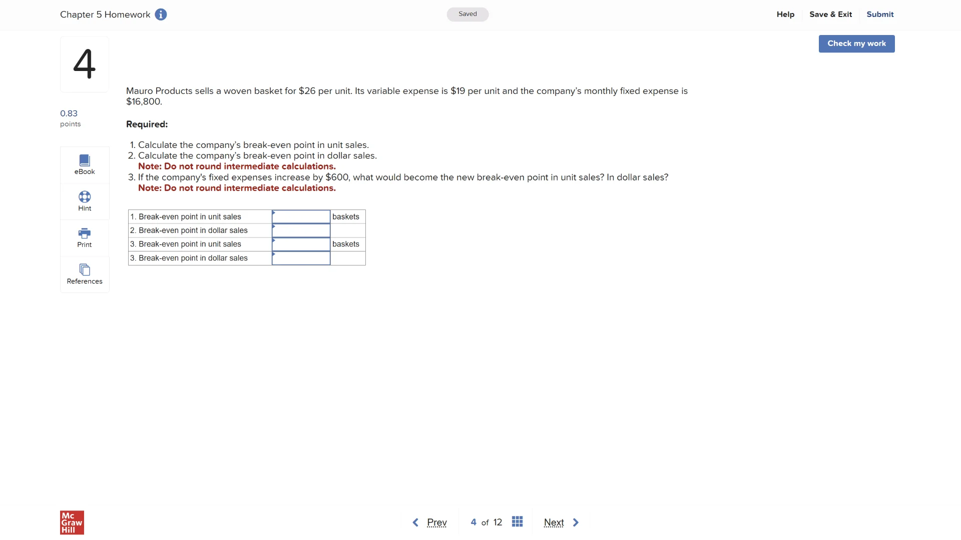 chapter 5 homework saved help save & exit submit check my work 4 0.83 p…