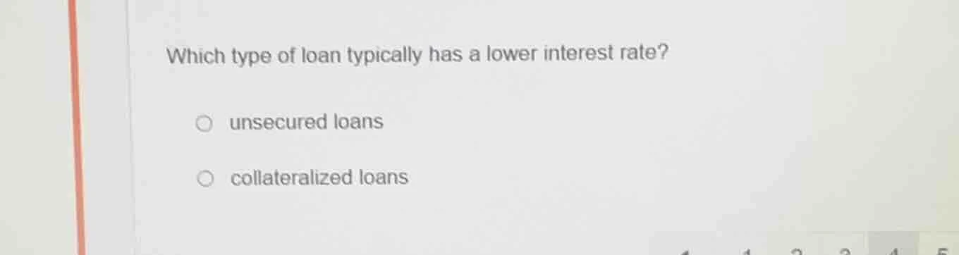 which type of loan typically has a lower interest rate? unsecured loans…