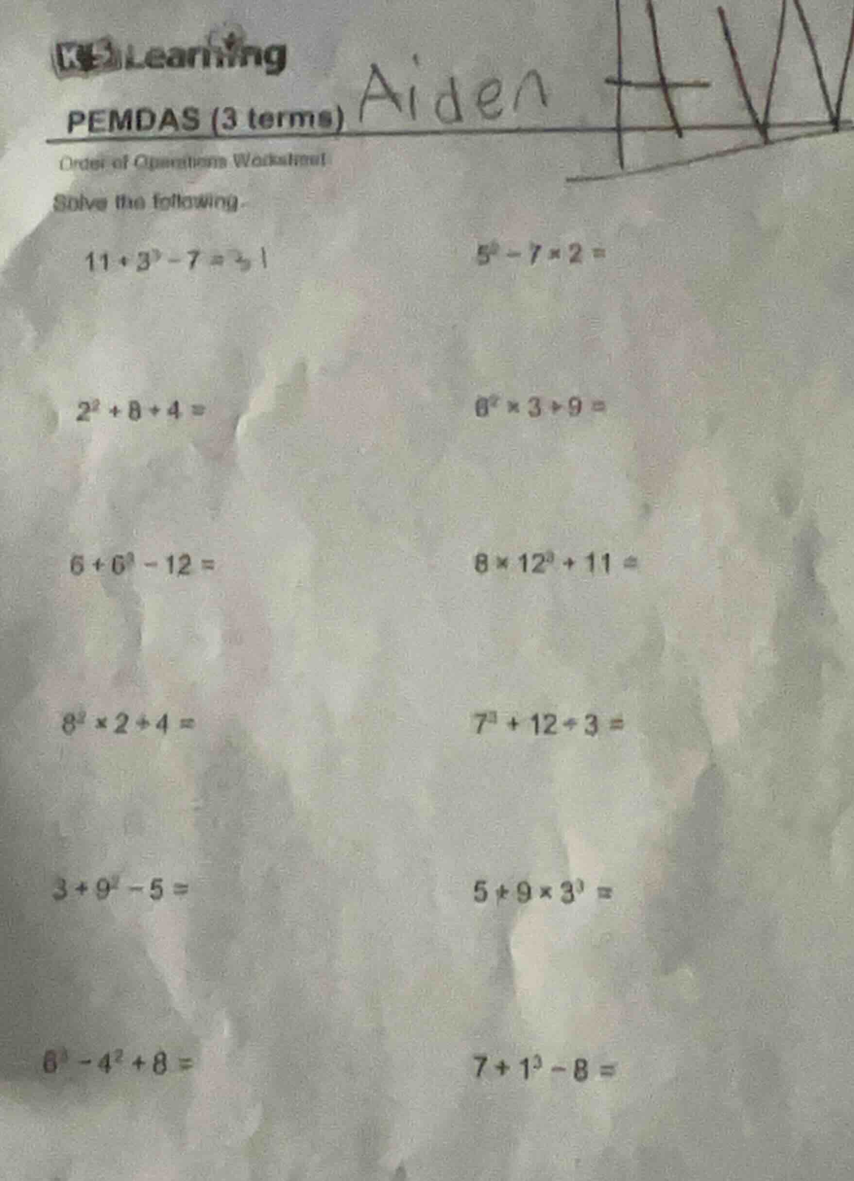 k5 learning pemdas (3 terms) order of operations worksheet solve the fo…