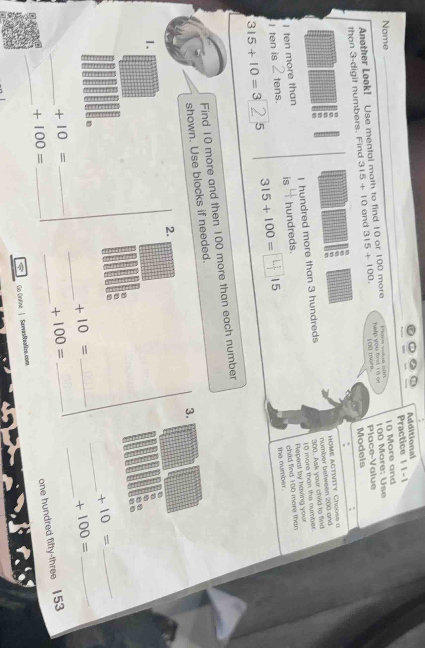 name additional practice 11-1 10 more and 100 more: use place-value mod…