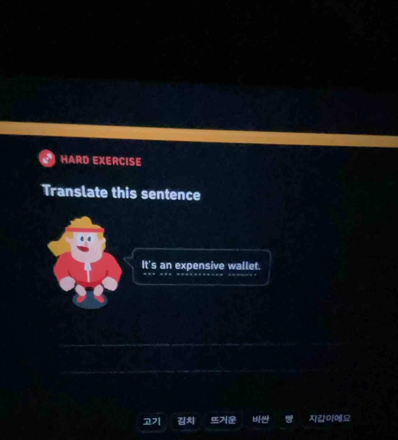 hard exercise translate this sentence its an expensive wallet. 고기 김치 뜨거…
