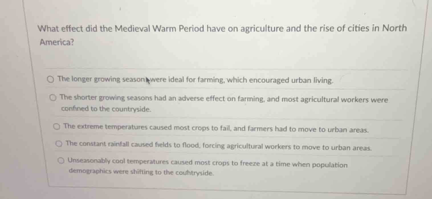 what effect did the medieval warm period have on agriculture and the ri…