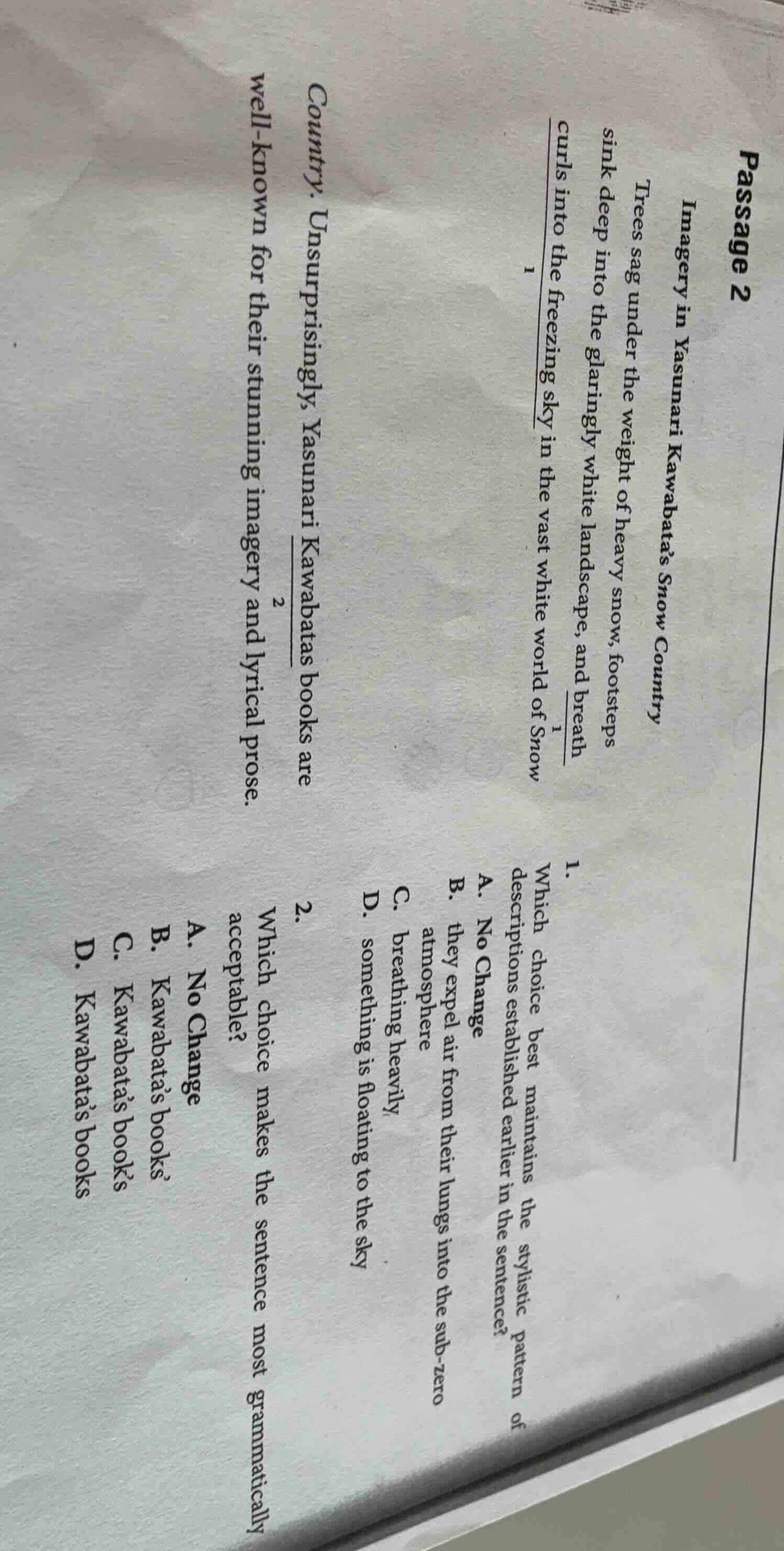 passage 2imagery in yasunari kawabatas snow countrytrees sag under the …