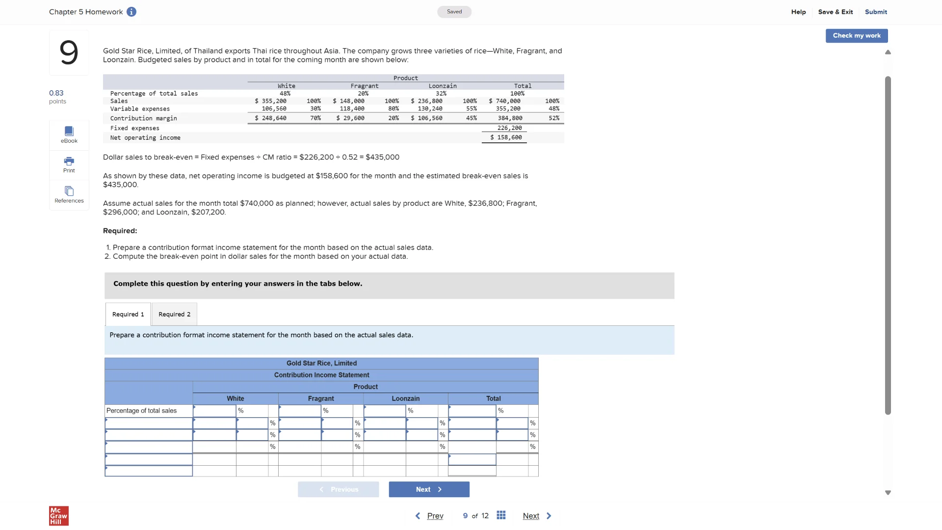 chapter 5 homework saved help save & exit submit check my work 9 0.83 p…