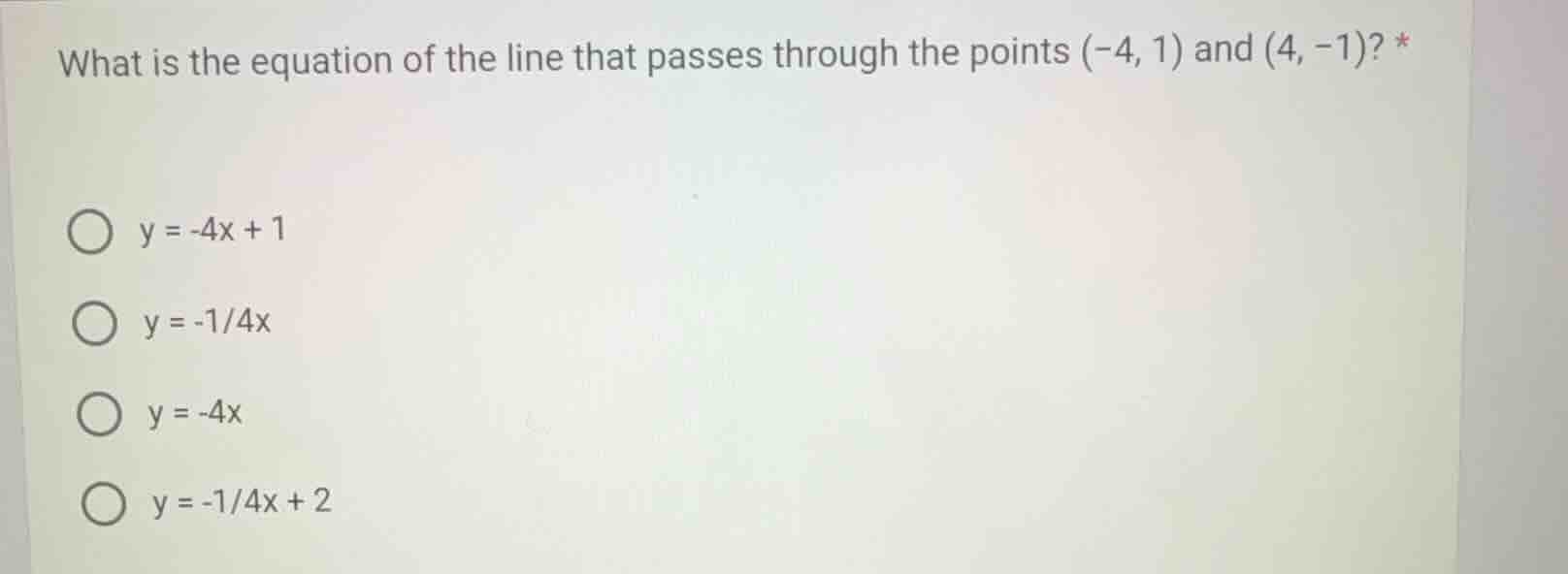what is the equation of the line that passes through the points $(-4, 1…