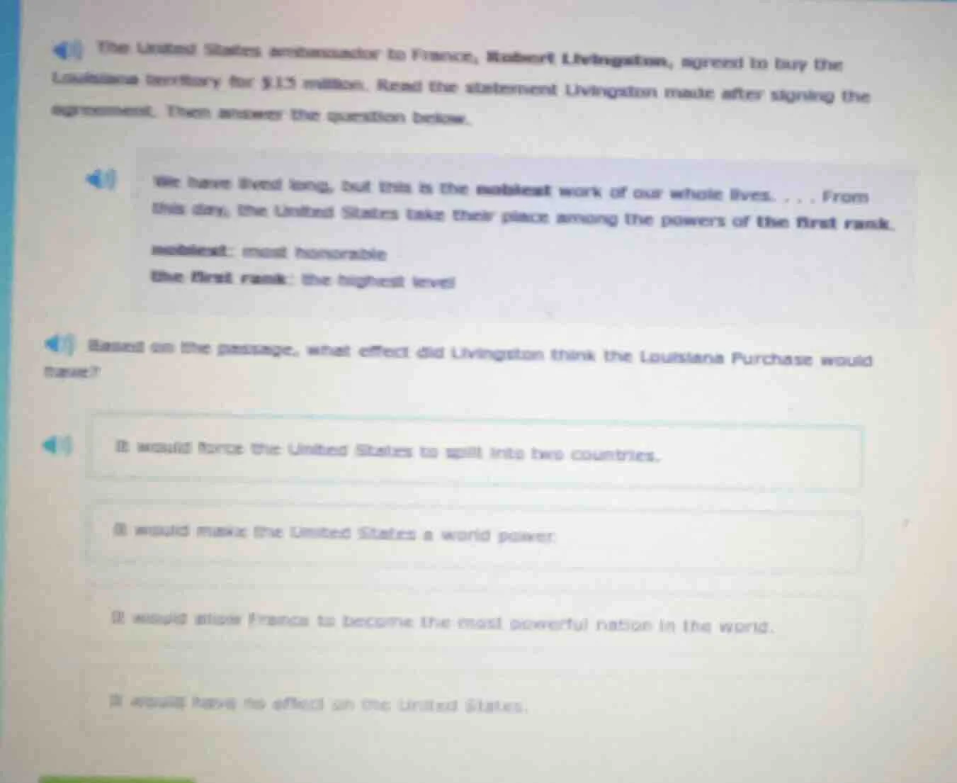 the united states ambassador to france, robert livingston, agreed to bu…