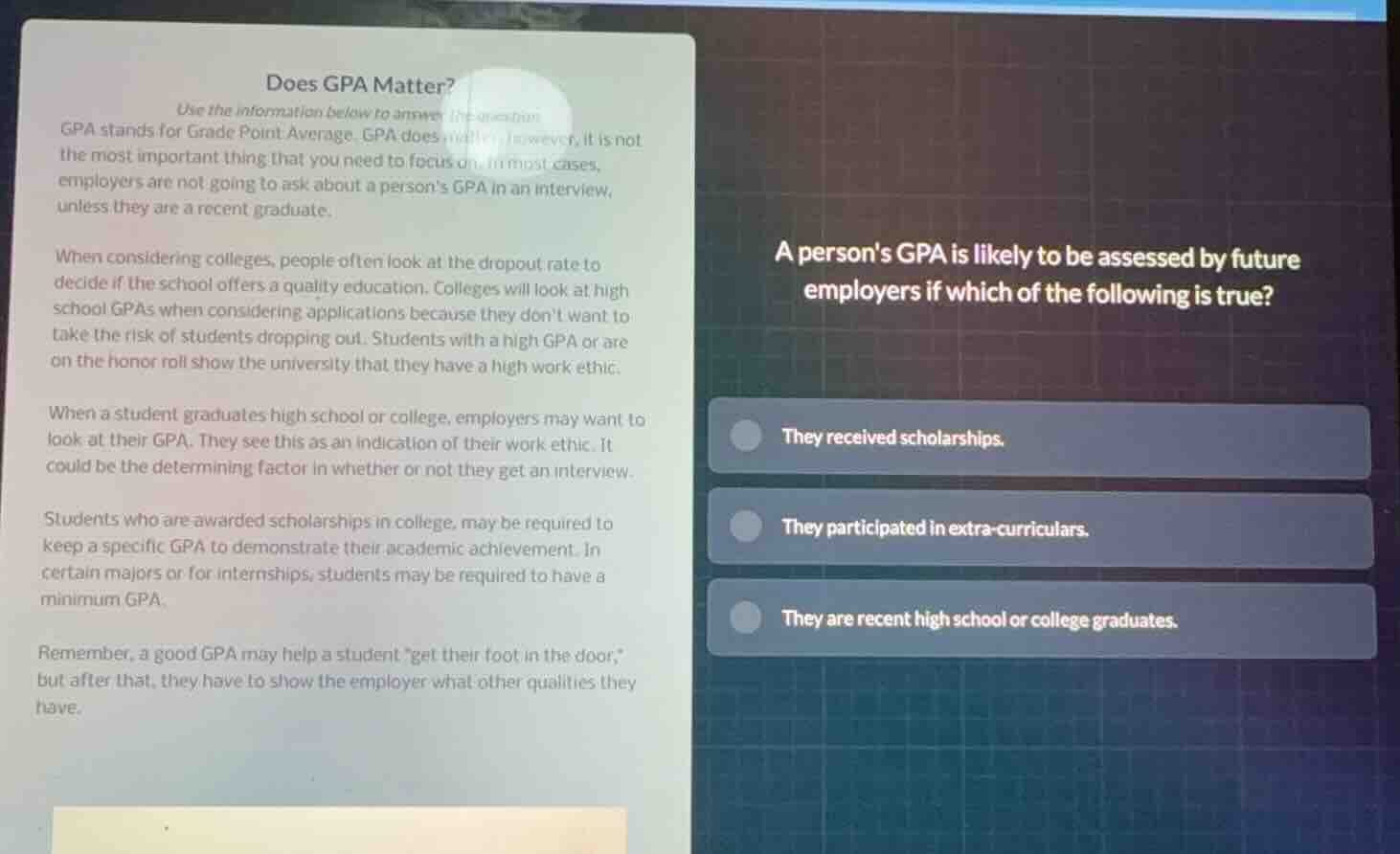 does gpa matter?use the information below to answer the questiongpa sta…
