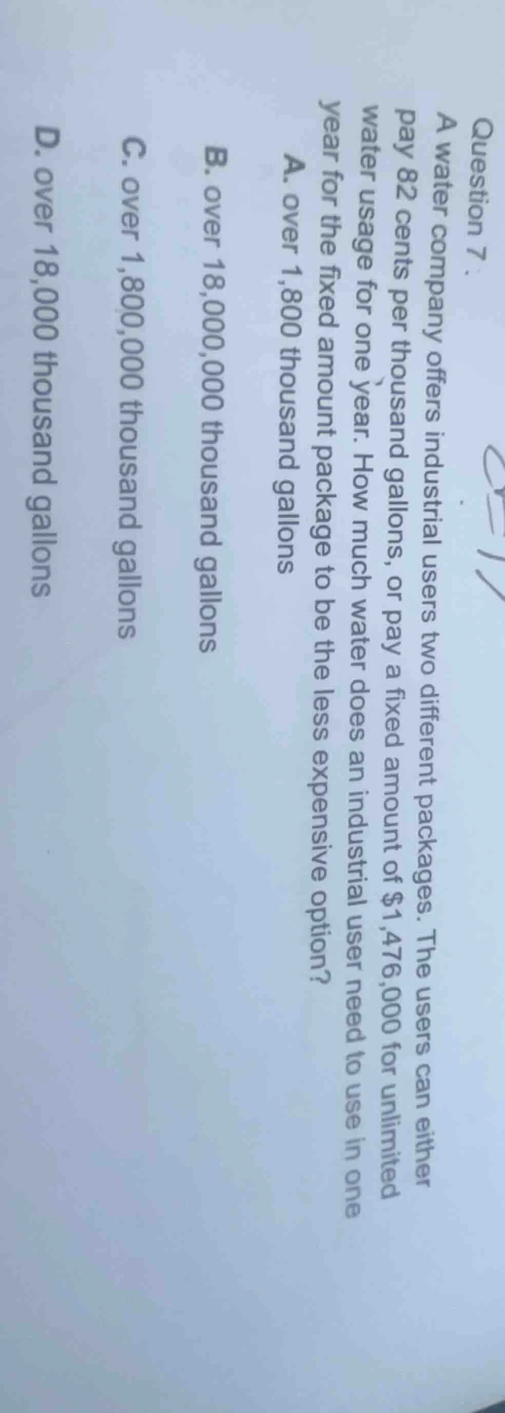 question 7:a water company offers industrial users two different packag…