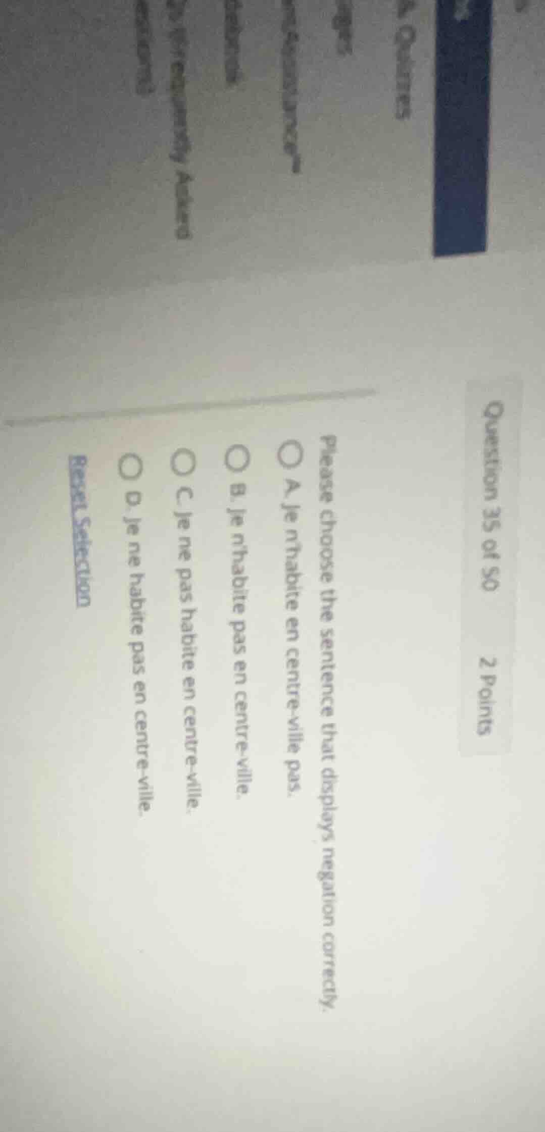 question 35 of 50 2 points please choose the sentence that displays neg…